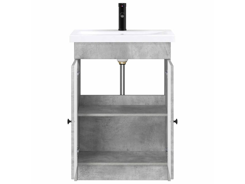  Ensemble de mobilier de salle de bain gris béton shl4130  - Conforama C