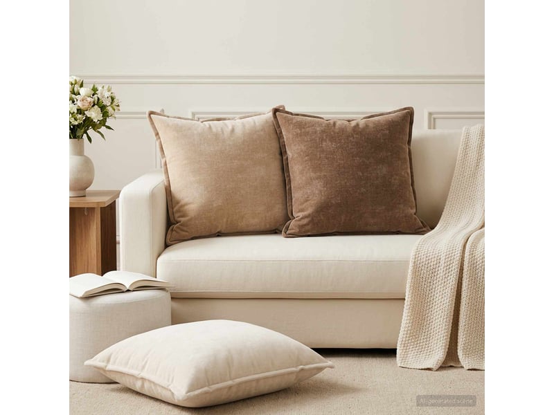  Lot de 6 housses de coussin houten marron 60 x 60 cm tissu chenille cf49849  - Conforama B