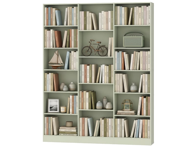  Bibliothèque 6 niveaux 17 compartiments 149 x 23,6 x 188 cm vert  - Conforama B