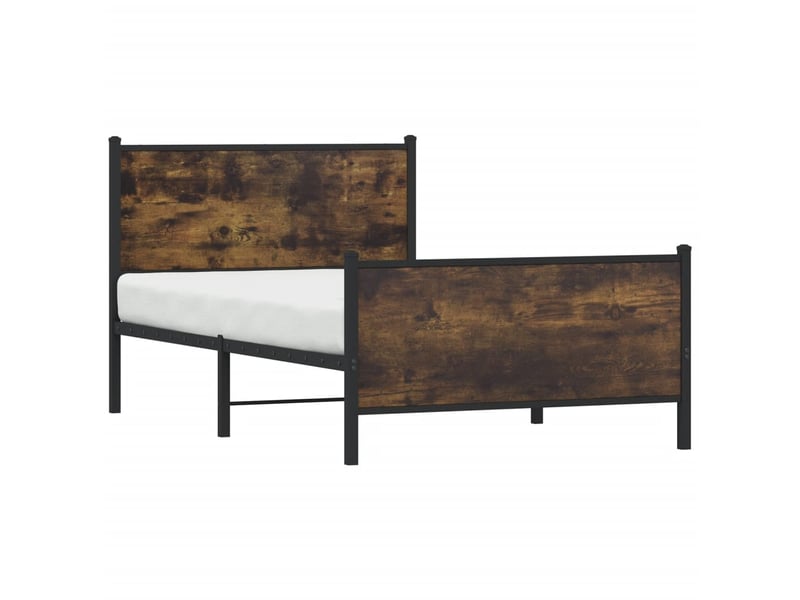  Lit simple- lit adulte -  cadre de lit en métal sans matelas chêne fumé 100x200 cm  - Conforama C