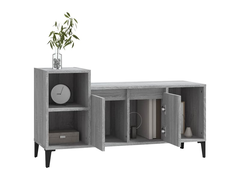  Meuble tv - banc tv - meuble de rangement sonoma gris 100x35x55 cm bois d'ingénierie  - Conforama D