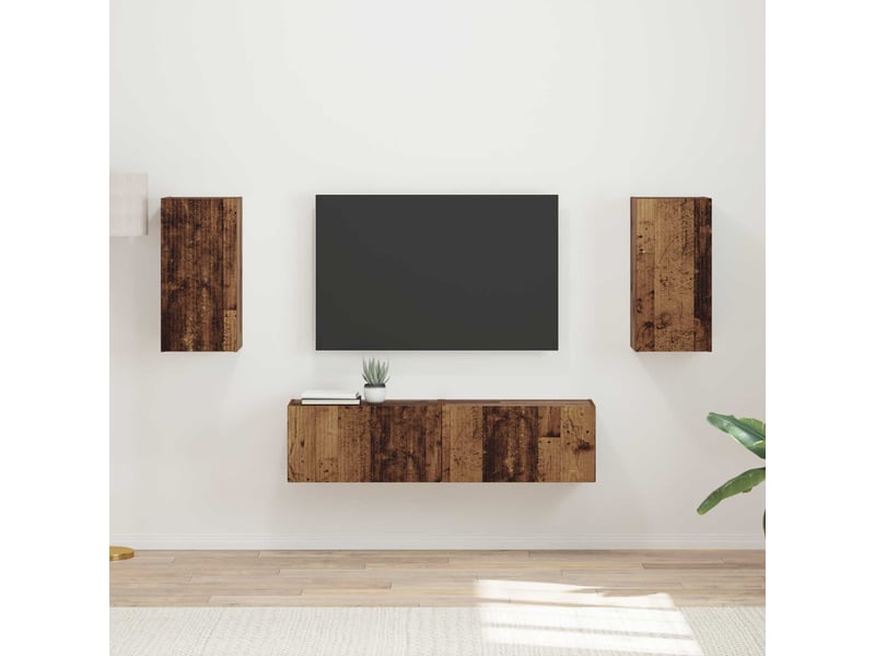  Ensemble meuble tv - banc tv - meuble de rangement 4 pcs bois ancien bois d'ingénierie  - Conforama B