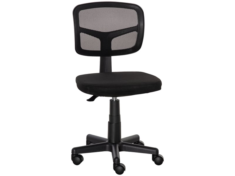  Chaise de bureau ergonomique en maille noire avec dossier réglable en hauteur et soutien lombaire pivotante à 360 degrés sans accoudoirs  - Conforama E