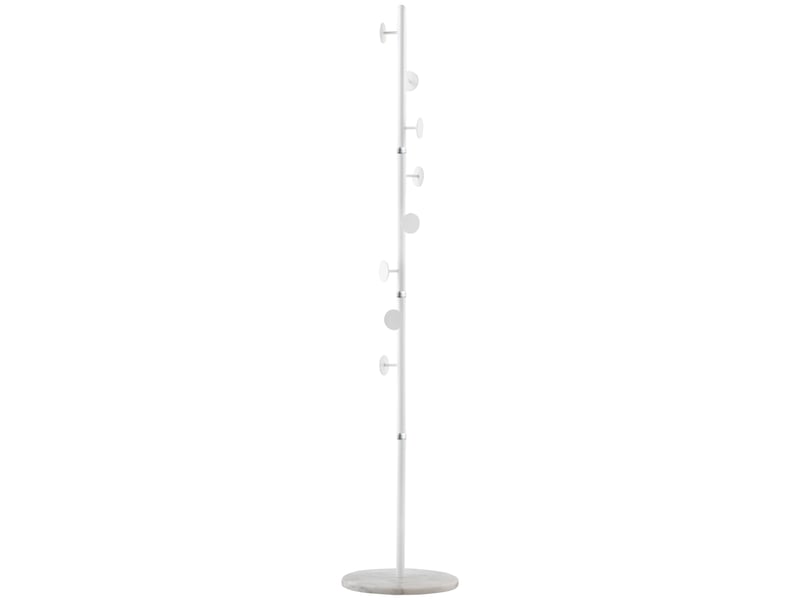  Porte-manteau en acier avec 8 crochets et base ronde en marbre, 35 x 35 x 170 cm, blanc  - Conforama B