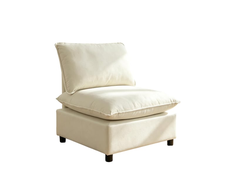  Fauteuil 1 place 74x85x78 cm en toile avec coussins épais crème chicfurn  - Conforama A