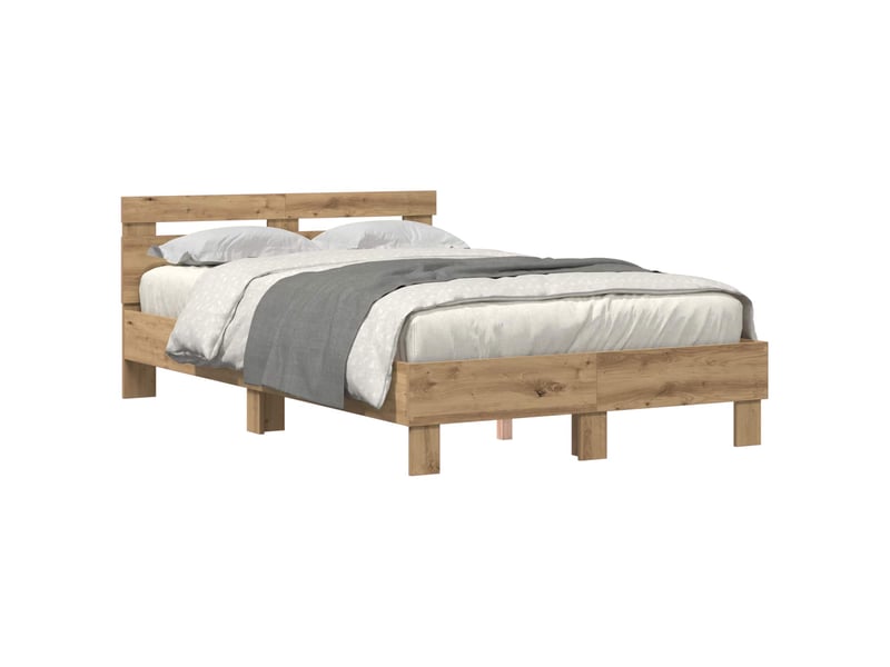  Lit double- lit adulte -  cadre de lit chêne artisanal 120 x 190 cm bois d'ingénierie  - Conforama A