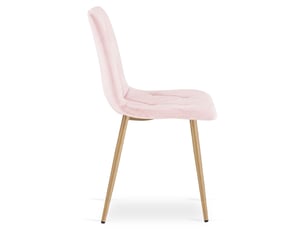 Chaise libra en velours rose clair avec pieds effet bois