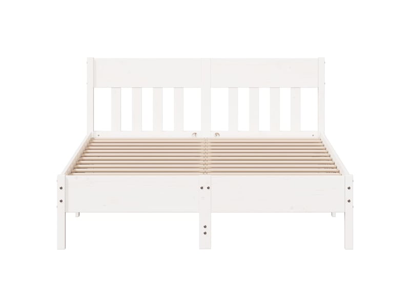  Lit double- lit adulte -  cadre de lit sans matelas blanc 135x190 cm bois de pin massif  - Conforama C