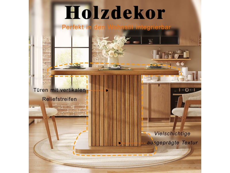 Table à manger carrée 80x80 cm avec rangement intégré et façades rainurées,bois naturel Bliss Lite - Conforama D