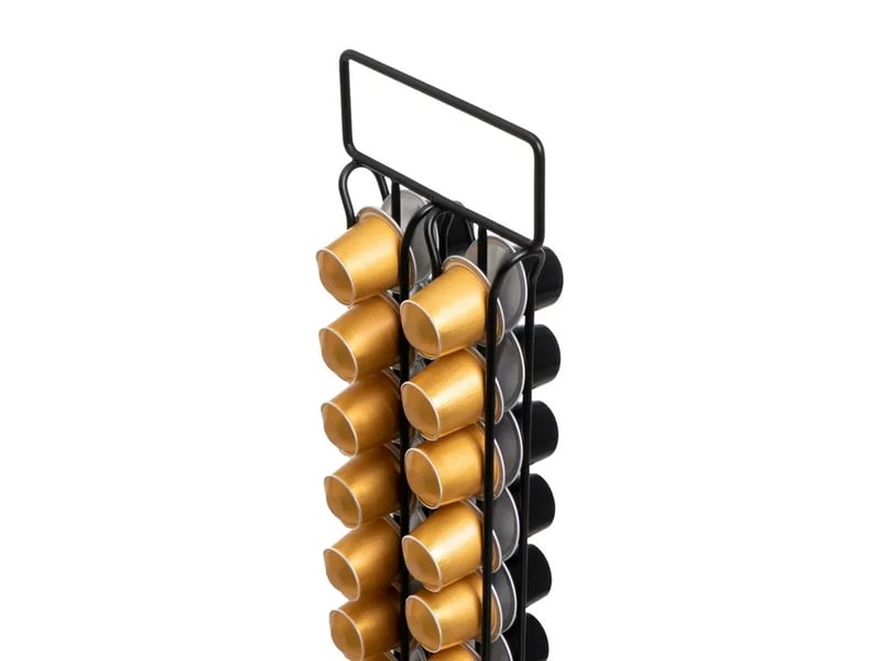 Lot de 2 porte-capsules vertical de café en métal noir mat pour 36 capsules - longueur 15 x profondeur 10 x hauteur 38 cm  - Conforama C