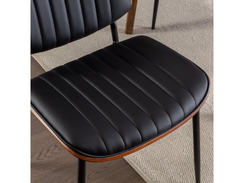  Lot de 2 chaises de salle à manger en similicuir pu noir et bois courbé DE1849BK - Conforama E