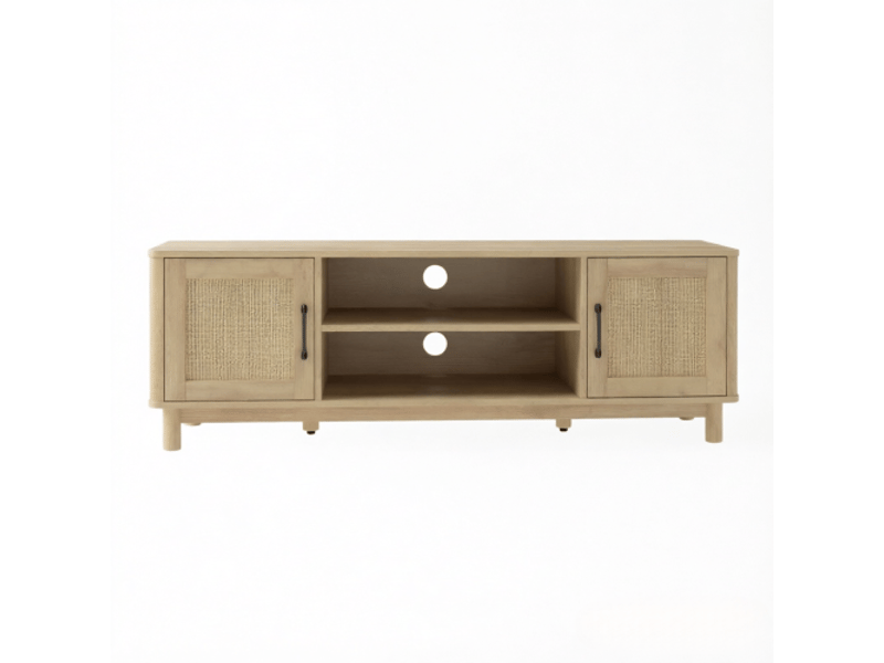  Meuble tv moderne – compartiments ouverts et portes doubles, design contemporain et grand espace de rangement  - Conforama A