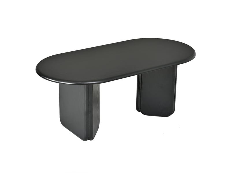  Table basse ovale noire 99x50x40 cm en panneau mdf  - Conforama E