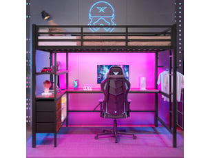Lit mezzanine 140x200 cm <strong>ZOVIRA</strong>  <strong></strong> coloris noir