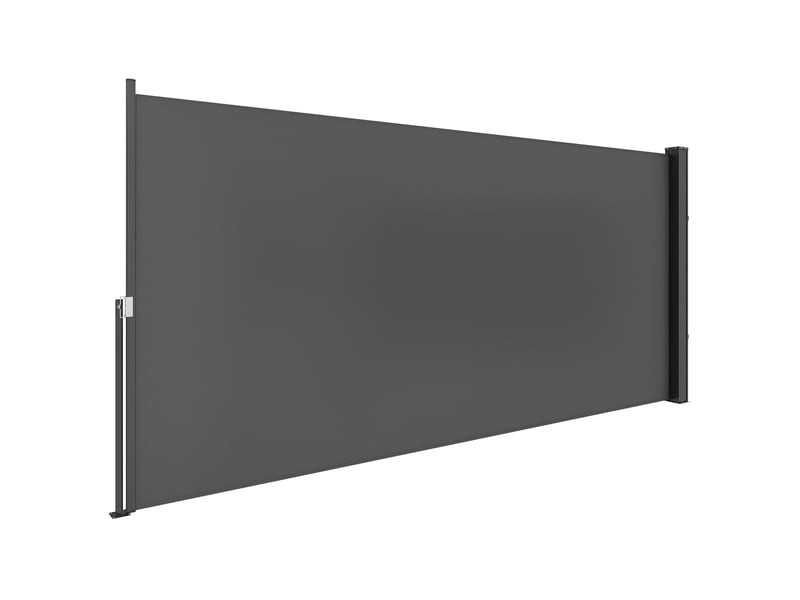  Store latéral brise-vue paravent rétractable 3 x 1,4 m alu. Polyester anti-uv haute densité 180 gm² gris foncé  - Conforama A