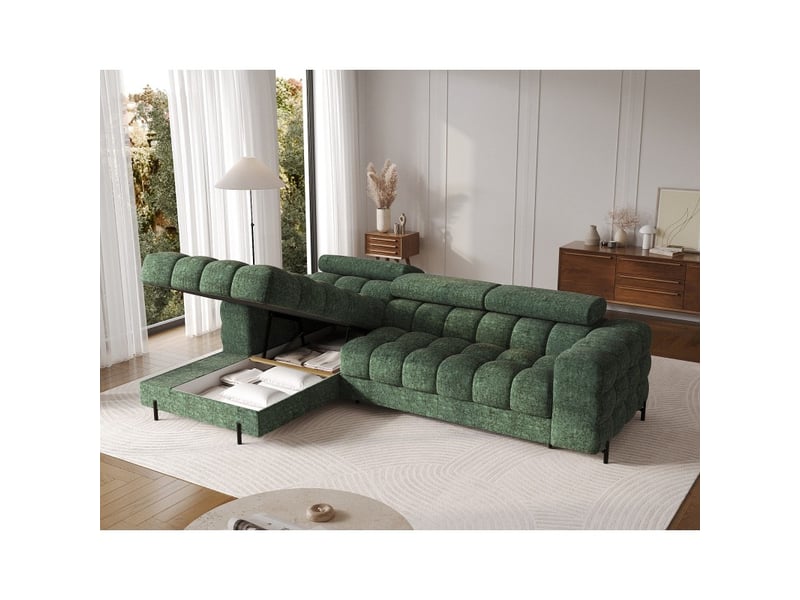 Canapé d'angle gauche convertible emeraude style épuré 285x99x181cm filtro - Conforama C