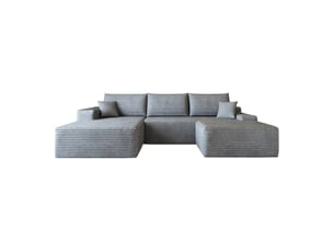 Canapé d'angle modulaire 270cm - canapé en l avec méridienne gauche, velours côtelé, sans montage - gris (