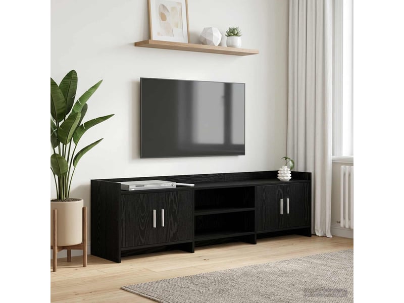  Meuble tv - banc tv - meuble de rangement 168 x 33 x 47 cm chêne noir bois d'ingénierie  - Conforama B