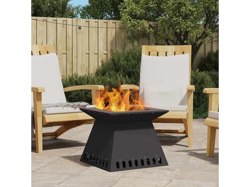  Brasero exterieur, foyer camping noir 48x48x40 cm acier patiné  - Conforama B