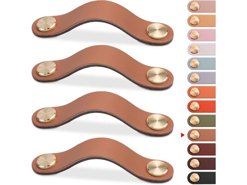  Lot de 4 poignées en cuir, poignées anciennes pour portes, tiroirs, commodes, cuisine et salle de bain  - Conforama A