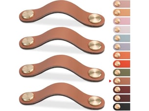 Lot de 4 poignées en cuir, poignées anciennes pour portes, tiroirs, commodes, cuisine et salle de bain