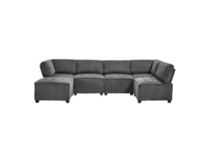 Canapé modulaire 6 places - velours côtelé - ergonomique - flexible - poches de rangement
