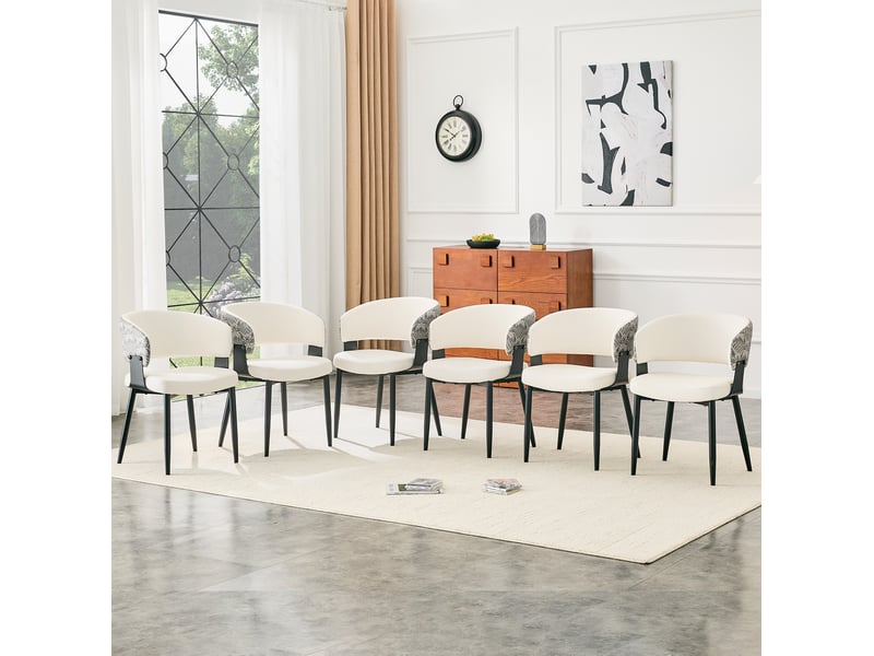  Lot de 2 chaises de salle à manger vintage blanc et noir en polyuréthane  - Conforama C