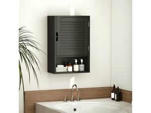 Armoire murale salle de bain porte persienne étagère niche noir