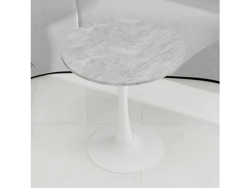  Table de salle à manger ronde 70 cm, marbre artificiel gris et blanc à piètement central  - Conforama D