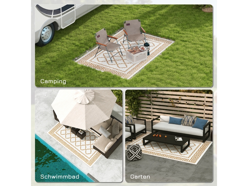  Tapis de camping double face résistant aux intempéries avec sac de rangement, pour l'intérieur et l'extérieur (182 x 274 cm) PA314768JJZJ - Conforama D