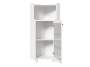 Meuble d'angle 2 portes avec éclairage led en mdf blanc 63.5 x 124 cm