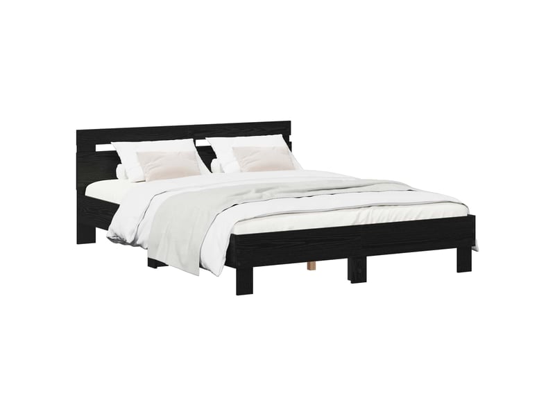  Lit double- lit adulte -  cadre de lit chêne noir 135 x 190 cm bois d'ingénierie  - Conforama A