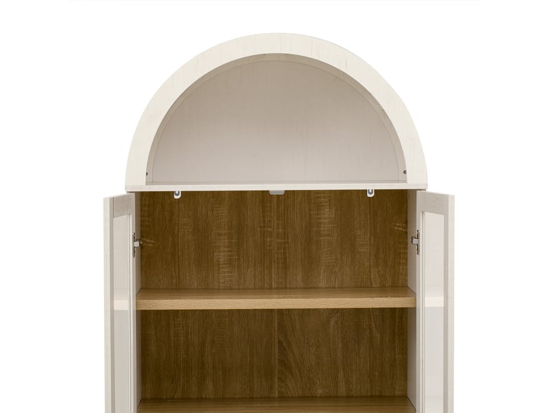  Buffet haut avec portes en verre et 2 tiroirs blanc 76.2 x 40.1 x 180 cm  - Conforama D
