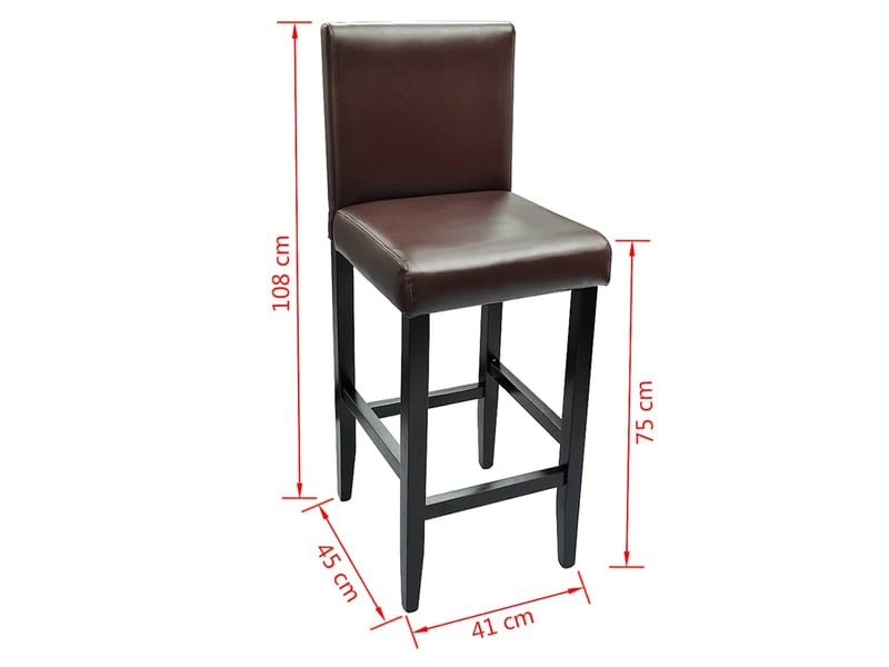  Lot de 2 tabouret de bar, chaise de bar marron foncé similicuir  - Conforama E