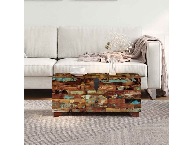  Table basse coffre bois de récupération massif 80x40x35 cm  - Conforama C