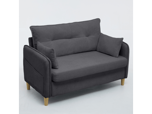 Canapé 2 places gris foncé 127 cm tissu chenille avec poches