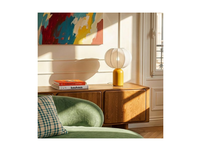  Lampe de table requi en céramique jaune et tissu ø25 cm 62922 - Conforama E