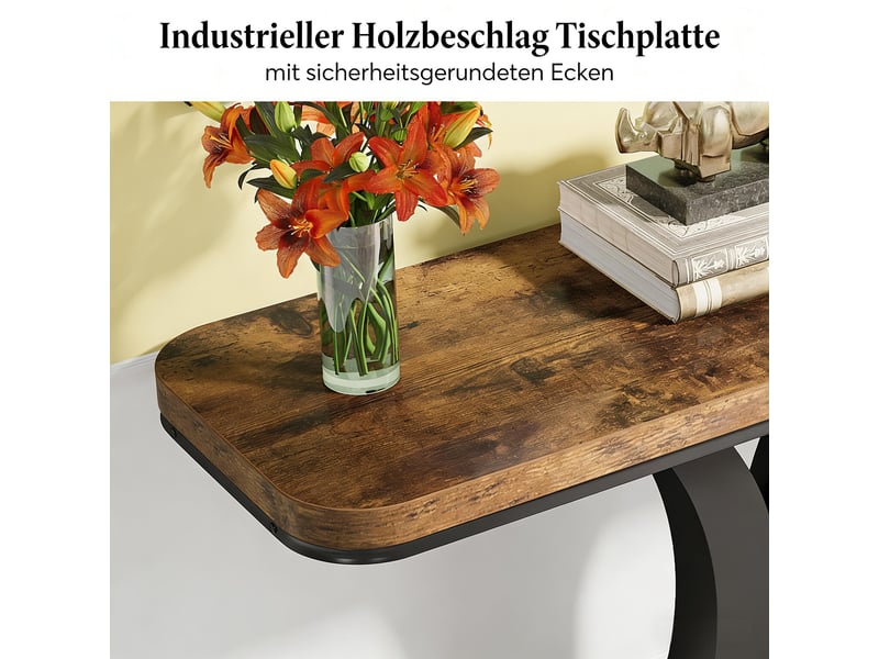  Table console d'entrée en bois et métal marron rustique et noir 100x29,5x82,5 cm  - Conforama D