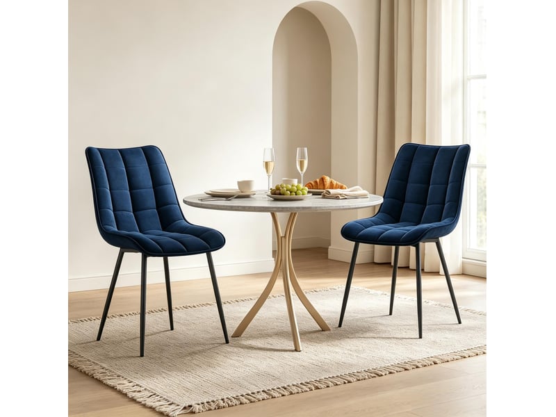 Chaises de salle à manger en velours bleu lot de 2 homvra - Conforama D