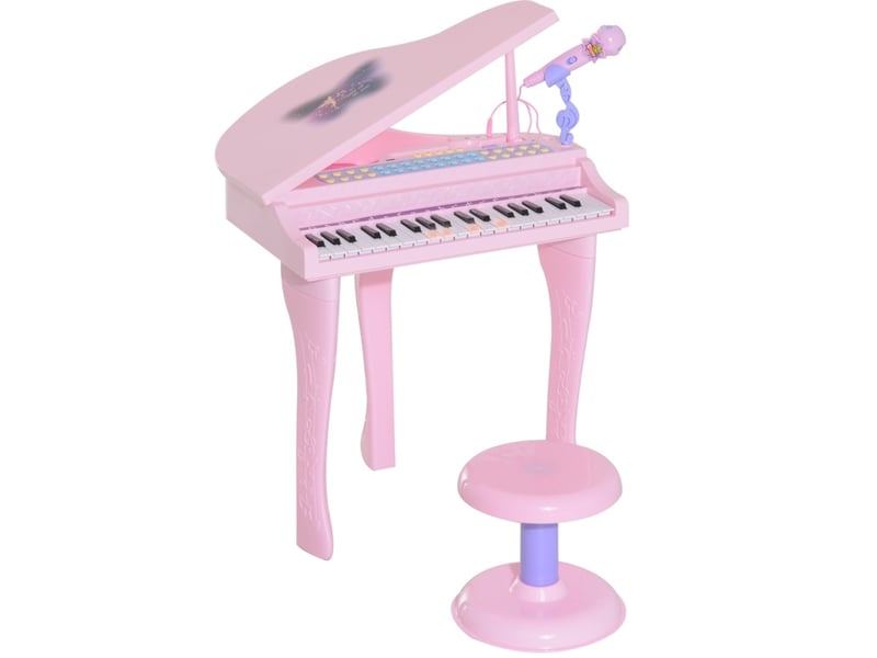  Piano électronique enfant 37 touches rose en abs, tabouret et microphone avec fonctions musicales pour 3 à 6 ans  - Conforama A