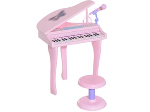 Piano électronique enfant 37 touches rose en abs, tabouret et microphone avec fonctions musicales pour 3 à 6 ans