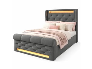 Lit coffre 90x200 cm ULQENI   coloris gris