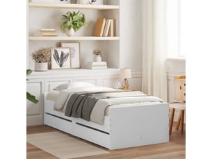 Lit adulte, lit simple, cadre de lit avec tiroirs sans matelas blanc 100x200cm cf4802