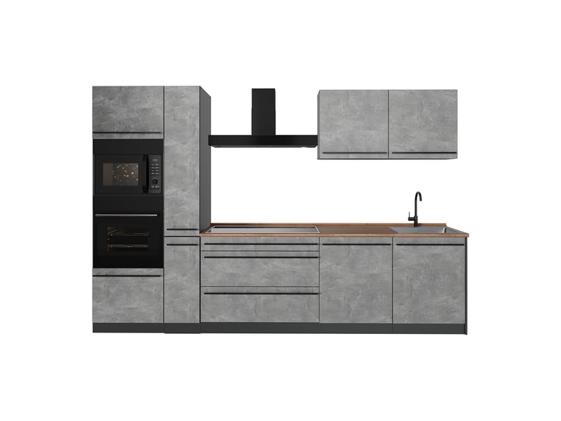  Vicco cuisine, bétonanthracite, 310cm plan de travail chêne doré  - Conforama A