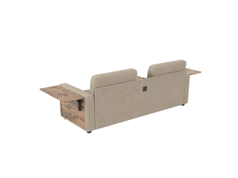  Canapé droit 2 places en chenille taupe avec 2 tiroirs et tablettes, 178 cm Fay Lum - Conforama R