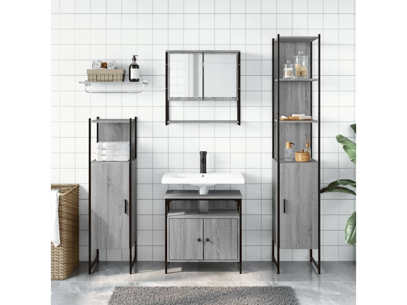 Ensemble de meubles de salle de bain 4 pcs sonoma gris cf63878  - Conforama C