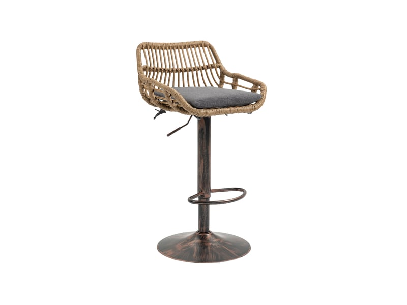  Lot de 2 chaises 49 x 48 x 89-109 cm, assise en lin, gris, rotin pe et base métallique, design rétro, robuste et confortable  - Conforama A