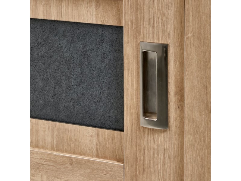  Meuble tv 1 porte coulissante finition chêne et gris ardoise - olympe OLYMPE - Conforama D