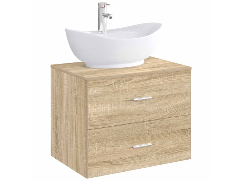  Lavabo de salle de bain avec robinet et évacuation chrome shl2857  - Conforama C