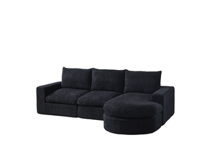 Canapé d'angle gauche fixe <strong></strong> <strong></strong> 3 places Tissu noir